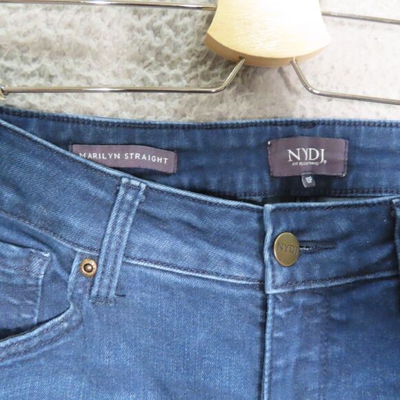 NYDJ Jeans Marilyn Straight Women 10P Petite Blue Rhinestone Lift Tuck Stretch - Picture 9 of 13